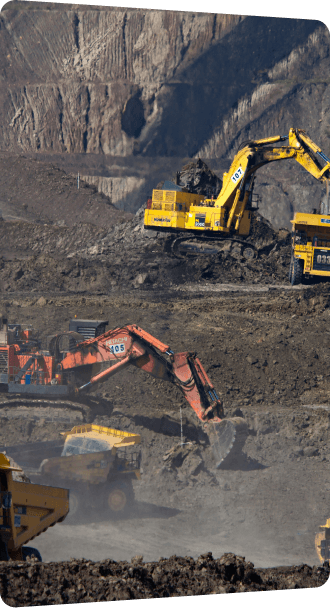 Excavators working in an open-pit mine