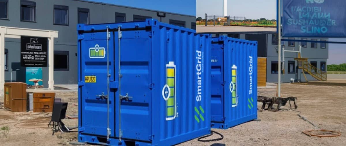 Hybrid genset container in an industrial yard