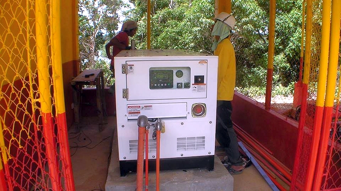 Generator in place – not the easiest of items to get up the hill!