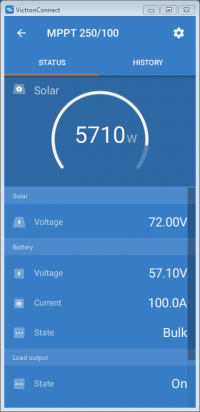 Victronconnect on windows connected to SmartSolar 250/100