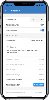 VictronConnect - MPPT battery settings
