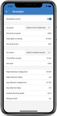 Streetlight settings