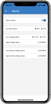 VictronConnect - BMV alarm settings
