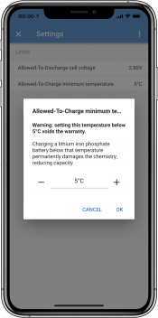  VictronConnect - Lithium batteryies smart temperature screen