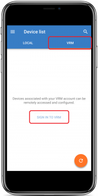 VictronConnect-Remote - VRM Tab Sign In